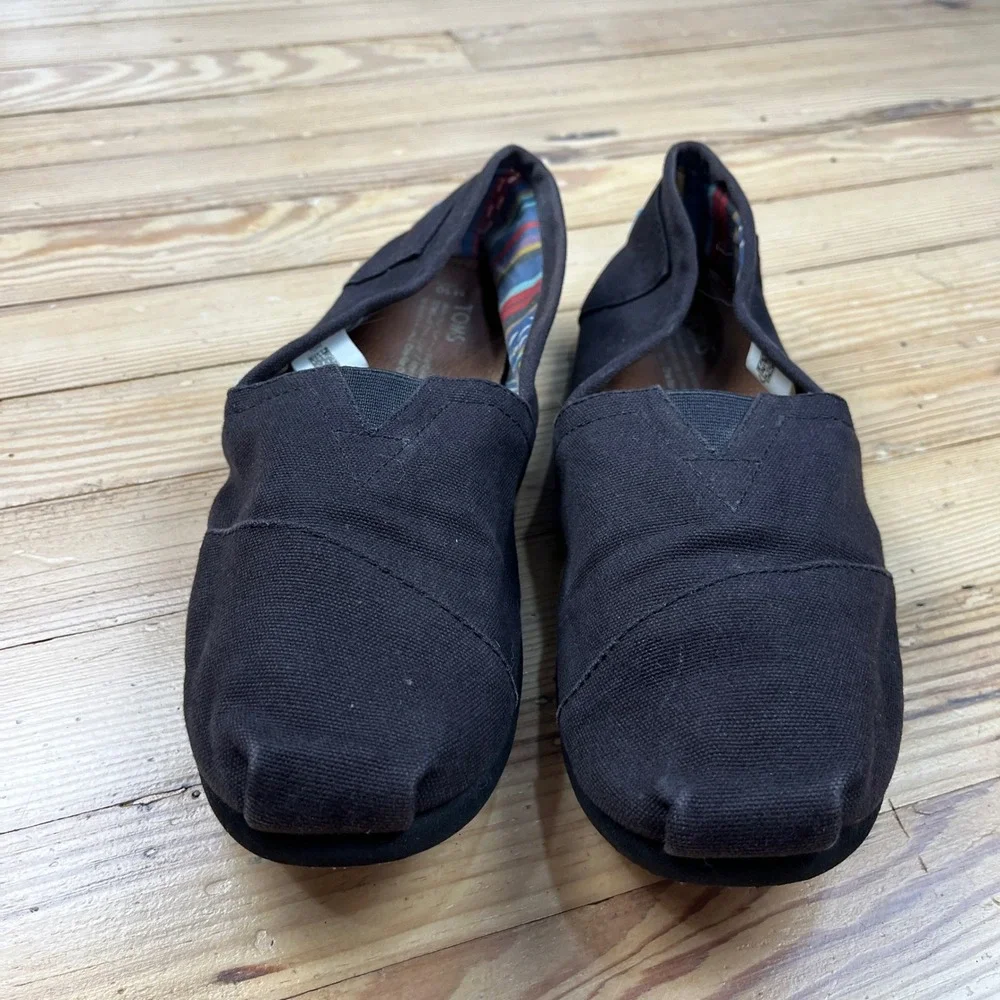 TOMS Classic Alpargata Black Canvas Slip On Flats Mens Size 10 Casual Shoes